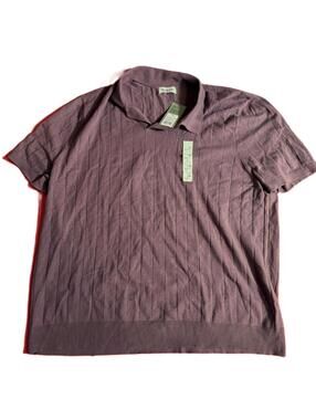 Goodfellow Johnny Collar Polo Sweater Shirt Plum Berry Soft Knit Mens XXL